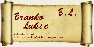 Branko Lukić vizit kartica